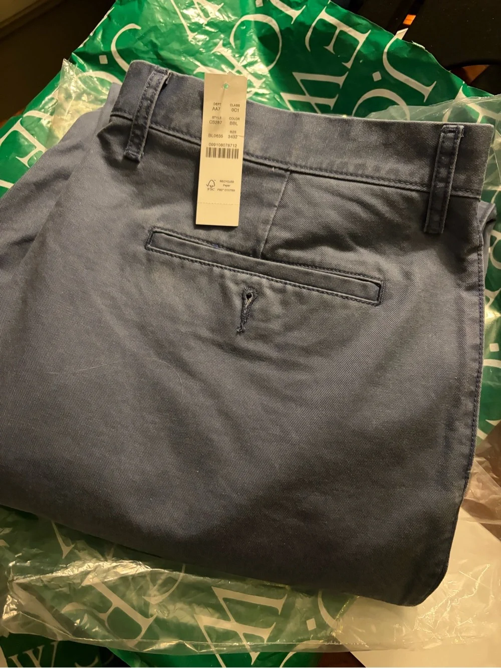 J. Crew Broken in Straight pigment dyed chino pant, blue, 34x32